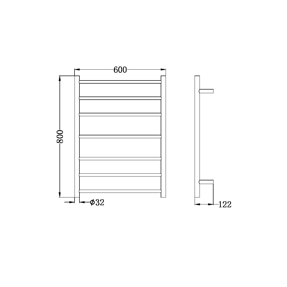 NON-HEATED TOWEL LADDERS BRUSHED NICKEL (NR190001BN)
