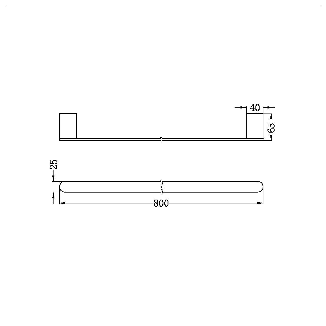 BIANCA SINGLE TOWEL RAIL 800MM CHROME (NR9030CH)