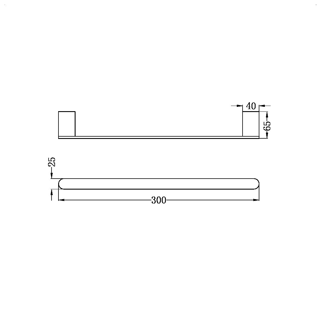 BIANCA HAND TOWEL RAIL MATTE BLACK (NR9080MB)