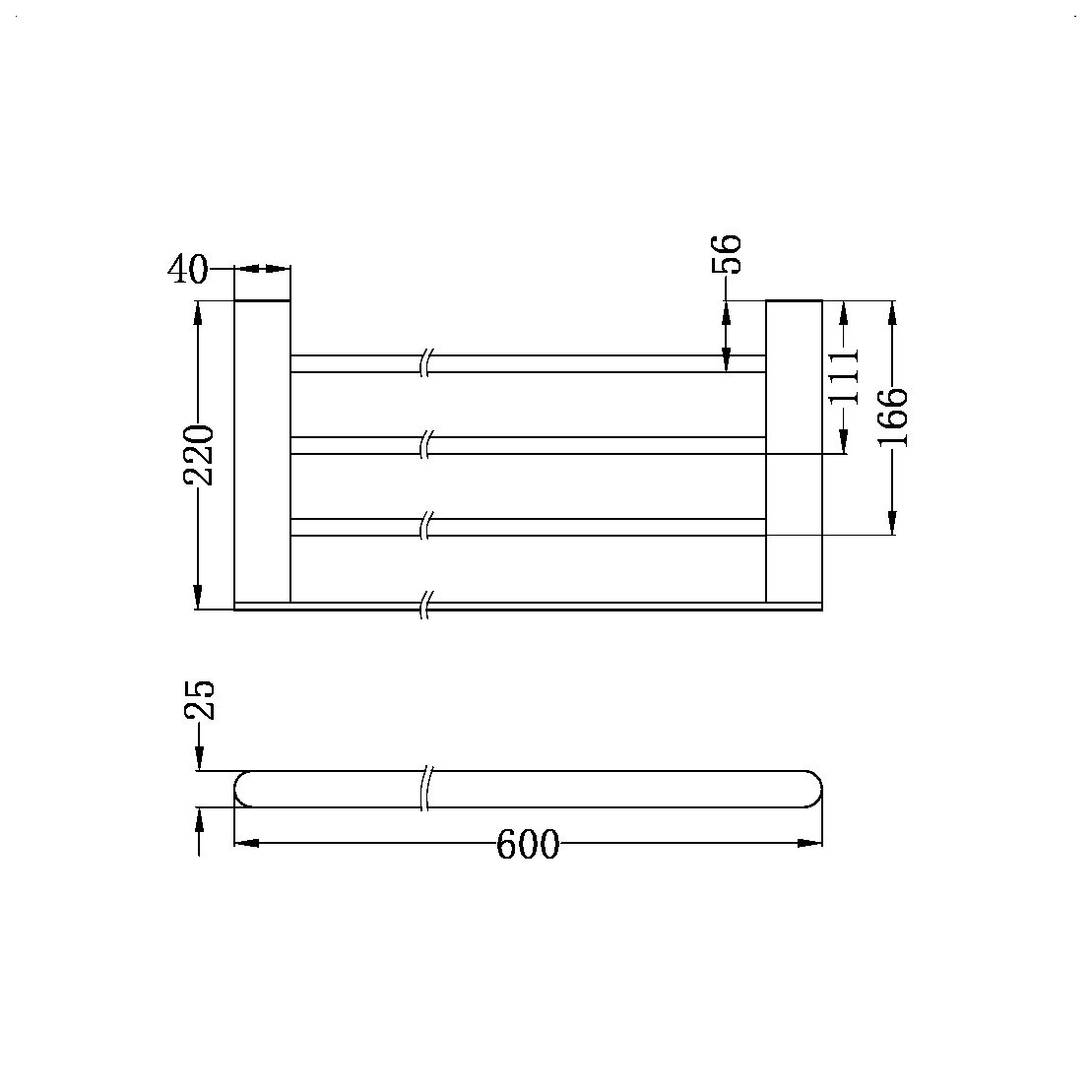 BIANCA TOWEL RACK BRUSHED NICKEL (NR9089BN)