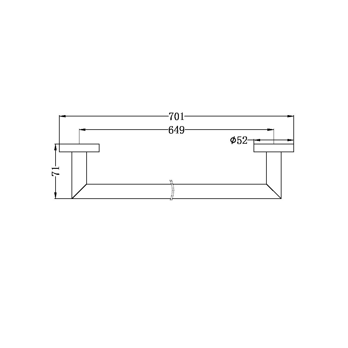 DOLCE SINGLE TOWEL RAIL 700MM CHROME (NR3630CH)