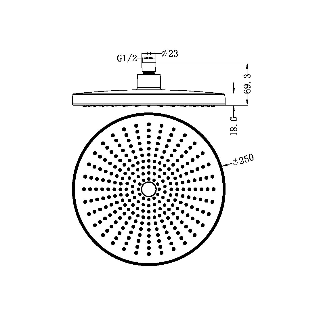 250MM OPAL SHOWER HEAD GRAPHITE (NR508079GR)