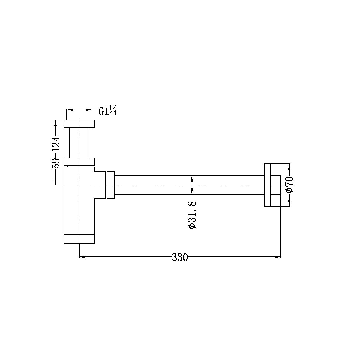 BOTTLE TRAP 32MM MATTE BLACK (NRA186MB)