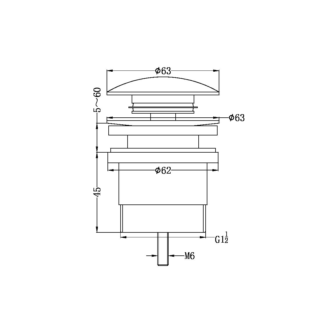UNIVERSAL POP UP WASTE BRUSHED GOLD (NRA706BG)