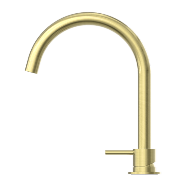 MECCA HOB BASIN MIXER ROUND SWIVEL SPOUT BRUSHED GOLD (NR221901bBG)