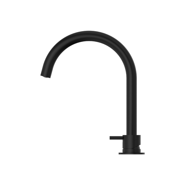 MECCA HOB BASIN MIXER ROUND SWIVEL SPOUT MATTE BLACK (NR221901bMB)