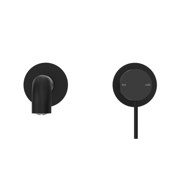 MECCA WALL BASIN/BATH MIXER SEPARATE BACK PLATE 120/160/185/230/260 MM SPOUT MATTE BLACK (NR221910C120/160/185/230/260 MB)