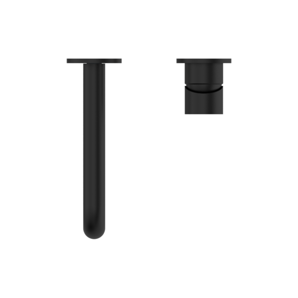 MECCA WALL BASIN/BATH MIXER SEPARATE BACK PLATE 120/160/185/230/260 MM SPOUT MATTE BLACK (NR221910C120/160/185/230/260 MB)