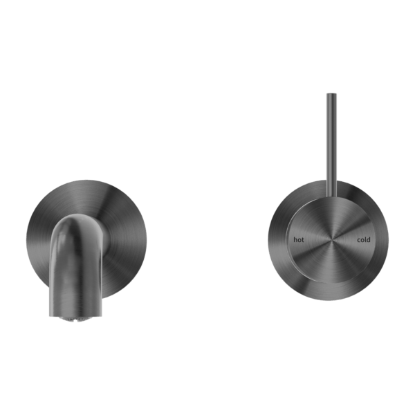 MECCA WALL BASIN/BATH MIXER SEPARATE BACK PLATE HANDLE UP 120/160/185/230/260 MM SPOUT GUN METAL (NR221910d120/160/185/230/260 GM)