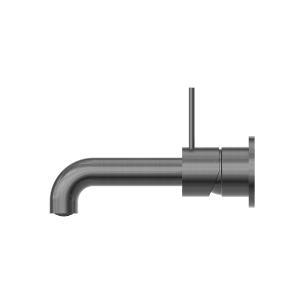 MECCA WALL BASIN/BATH MIXER SEPARATE BACK PLATE HANDLE UP 120/160/185/230/260 MM SPOUT GUN METAL (NR221910d120/160/185/230/260 GM)