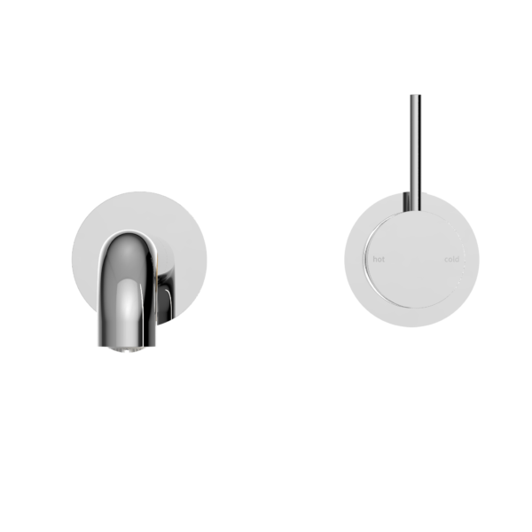 MECCA WALL BASIN/BATH MIXER SEPARATE BACK PLATE HANDLE UP 120/160/185/230/260 MM SPOUT CHROME (NR221910d120/160/185/230/260 CH)
