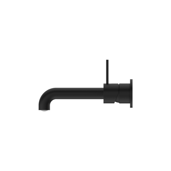 MECCA WALL BASIN/BATH MIXER SEPARATE BACK PLATE HANDLE UP 120/160/185/230/260 MM SPOUT MATTE BLACK (NR221910d120/160/185/230/260 MB)
