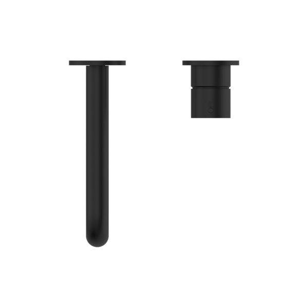 MECCA WALL BASIN/BATH MIXER SEPARATE BACK PLATE HANDLE UP 120/160/185/230/260 MM SPOUT MATTE BLACK (NR221910d120/160/185/230/260 MB)