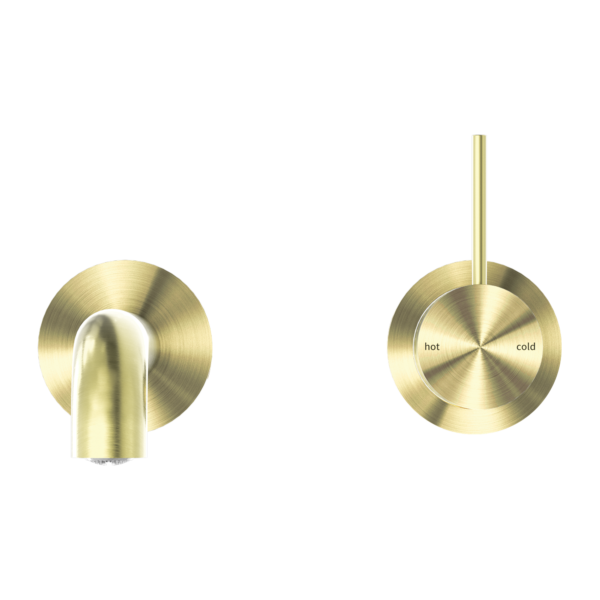 MECCA WALL BASIN/BATH MIXER SEPARATE BACK PLATE HANDLE UP 120/160/185/230/260 MM SPOUT BRUSHED GOLD (NR221910d120/160/185/230/260 BG)