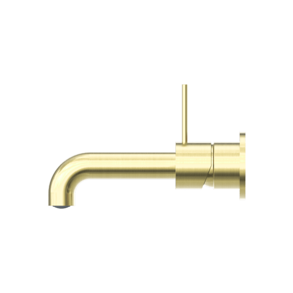 MECCA WALL BASIN/BATH MIXER SEPARATE BACK PLATE HANDLE UP 120/160/185/230/260 MM SPOUT BRUSHED GOLD (NR221910d120/160/185/230/260 BG)