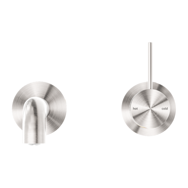 MECCA WALL BASIN/BATH MIXER SEPARATE BACK PLATE HANDLE UP 120/160/185/230/260 MM SPOUT BRUSHED NICKEL (NR221910d120/160/185/230/260 BN)