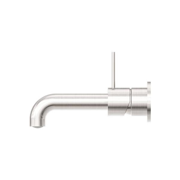 MECCA WALL BASIN/BATH MIXER SEPARATE BACK PLATE HANDLE UP 120/160/185/230/260 MM SPOUT BRUSHED NICKEL (NR221910d120/160/185/230/260 BN)