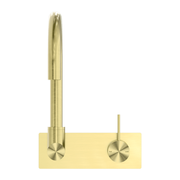 MECCA WALL BASIN/BATH MIXER SWIVEL SPOUT HANDLE UP BRUSHED GOLD (NR221910pBG)