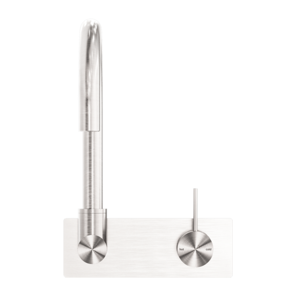 MECCA WALL BASIN/BATH MIXER SWIVEL SPOUT HANDLE UP BRUSHED NICKEL (NR221910pBN)