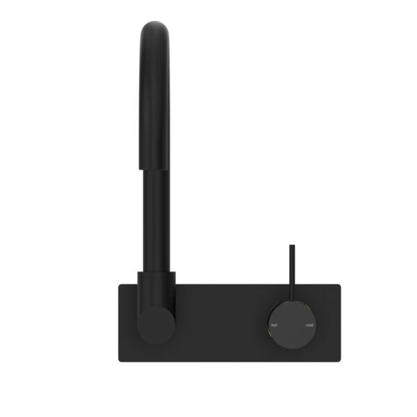 MECCA WALL BASIN/BATH MIXER SWIVEL SPOUT HANDLE UP MATTE BLACK (NR221910pMB)