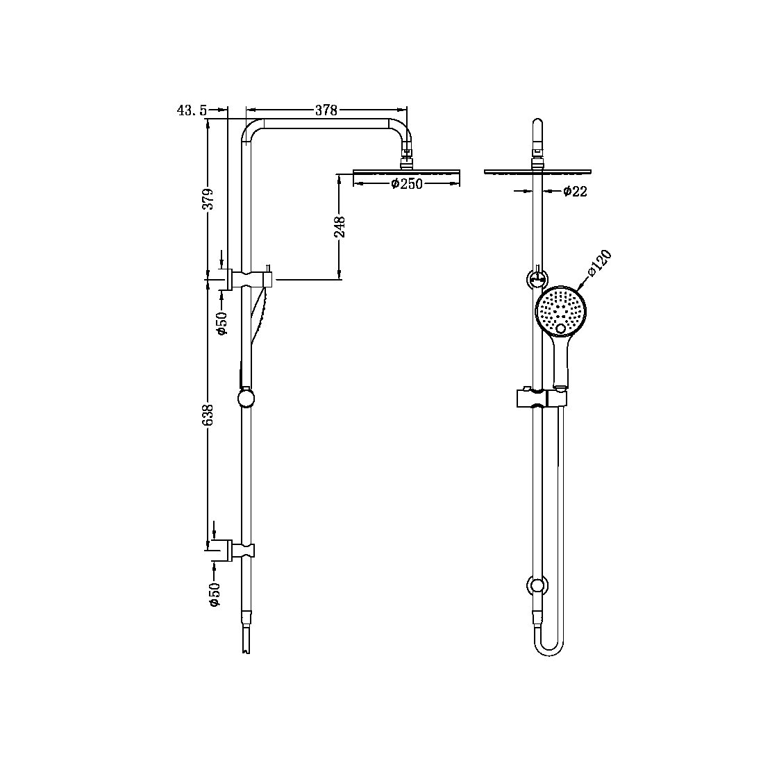 MECCA TWIN SHOWER SET CHROME (NR250805aCH)