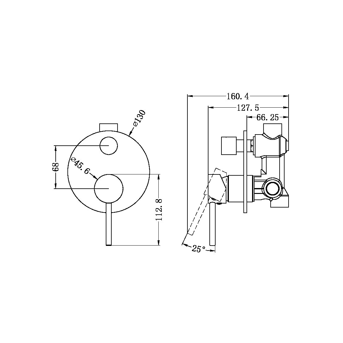 DOLCE SHOWER MIXER WITH DIVERTOR CHROME (NR250811aCH)