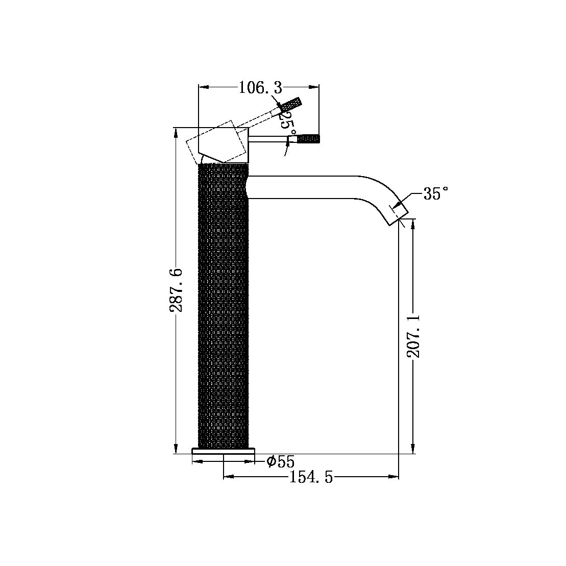 OPAL TALL BASIN MIXER GRAPHITE (NR251901aGR)