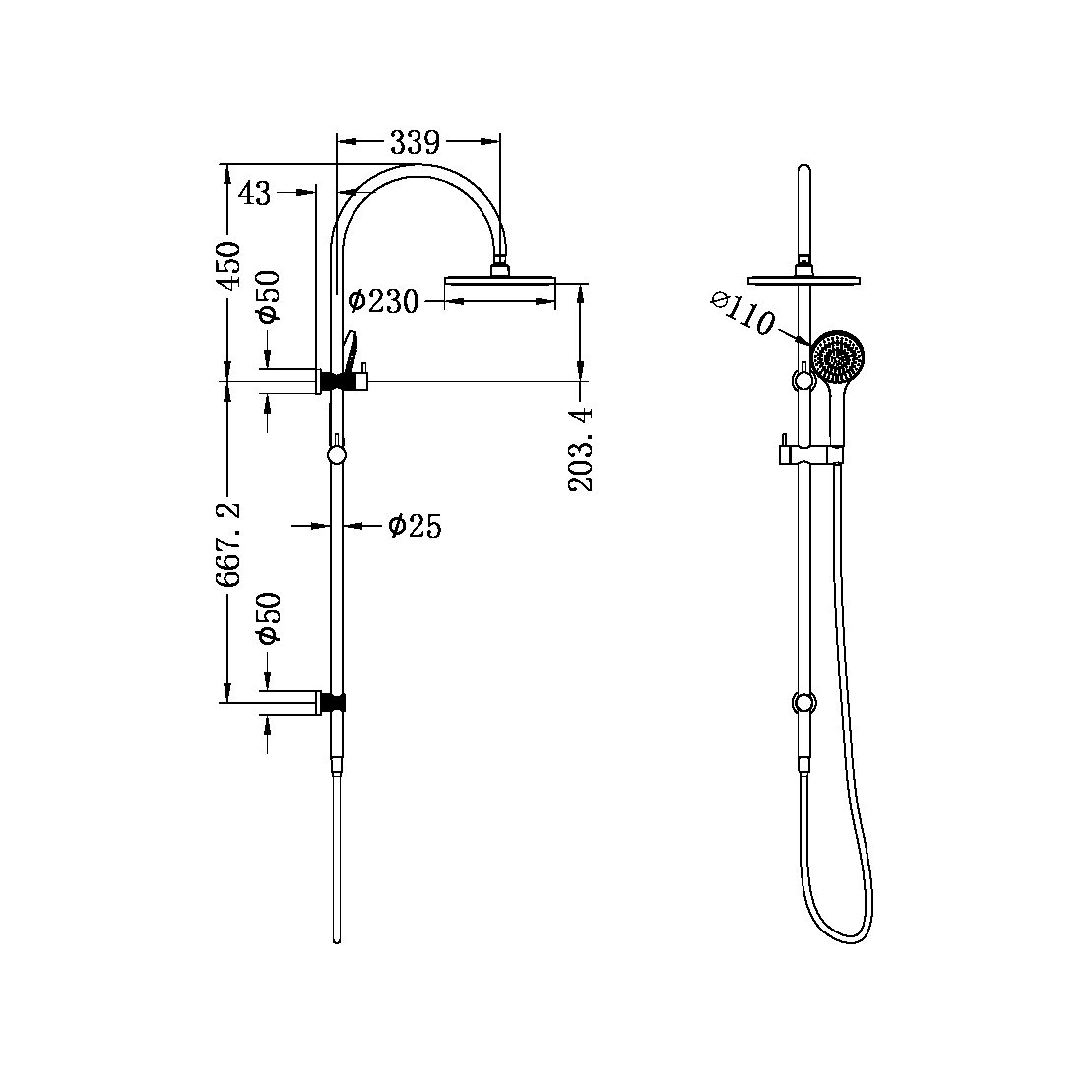 OPAL TWIN SHOWER SET WITH AIR SHOWER BRUSHED NICKEL (NR251905bBN)