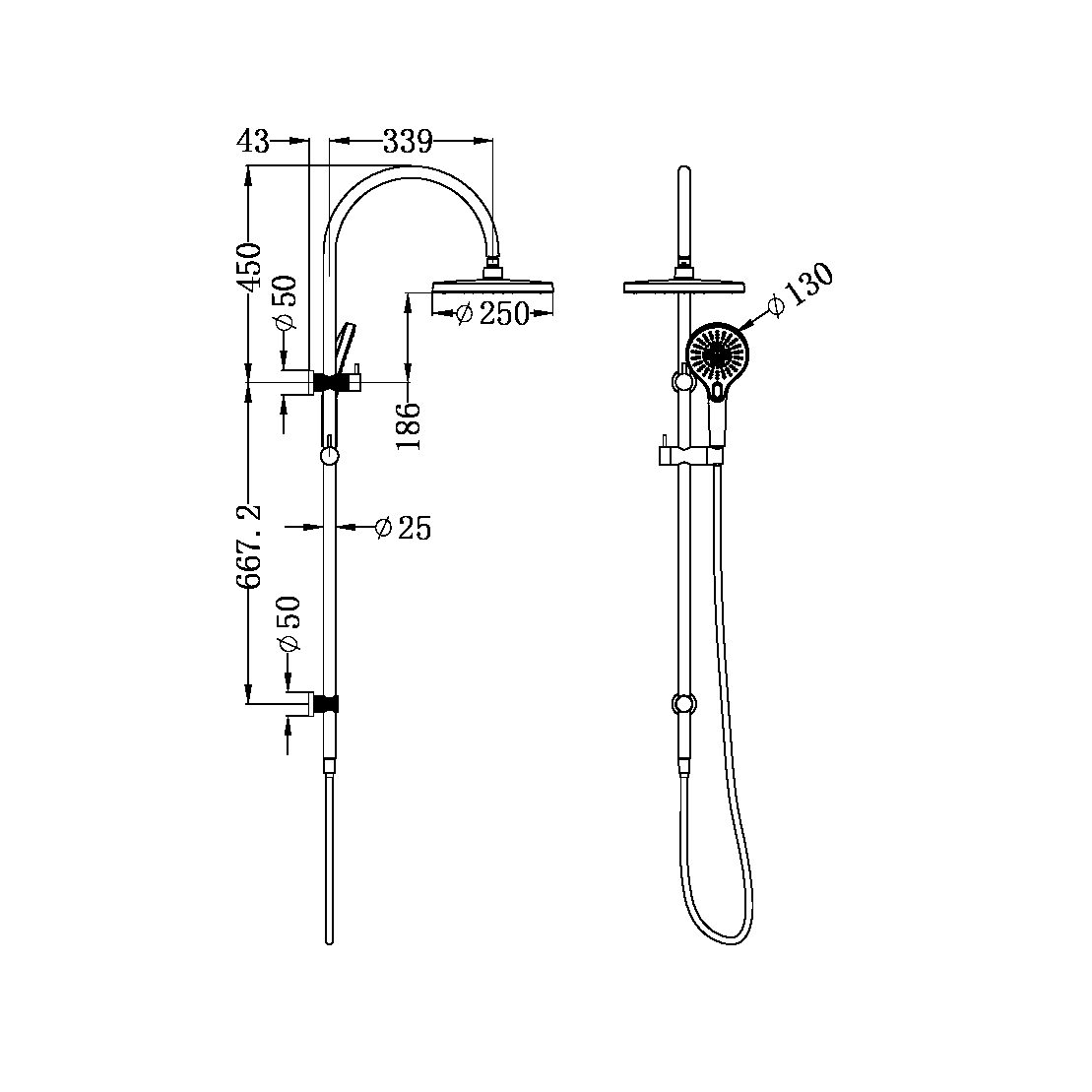 OPAL TWIN SHOWER SET BRUSHED NICKEL (NR251905eBN)