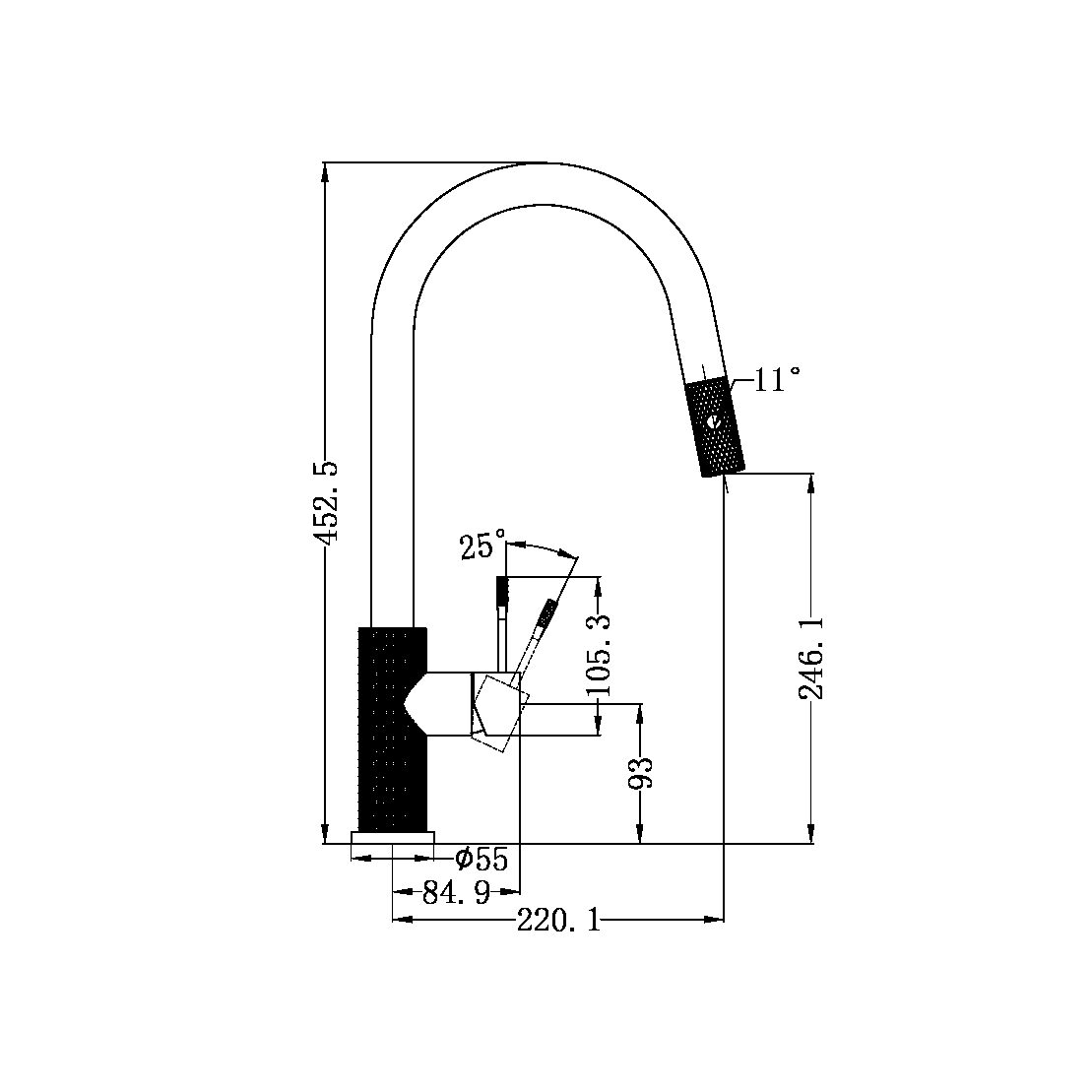 OPAL PULL OUT SINK MIXER GRAPHITE (NR251908GR)