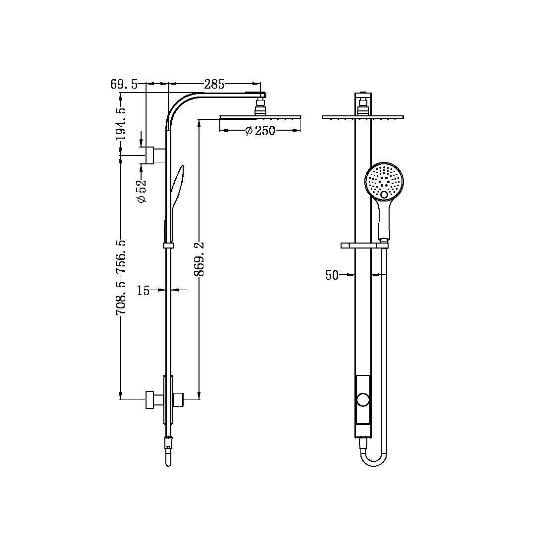 ASTRA RAIN ROUND SHOWER SET CHROME (SINGLE HOSE) (NR281305aCH)