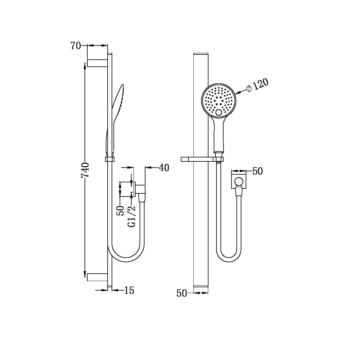 RAIN 3 FUNCTION RAIL SHOWER CHROME (NR303CH)
