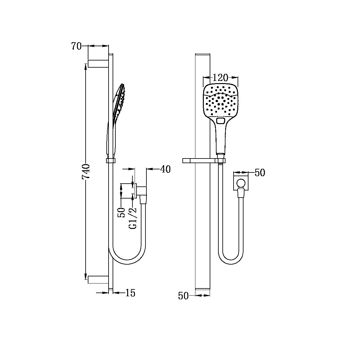 RAIN 3 FUNCTION RAIL SHOWER CHROME (NR304CH)
