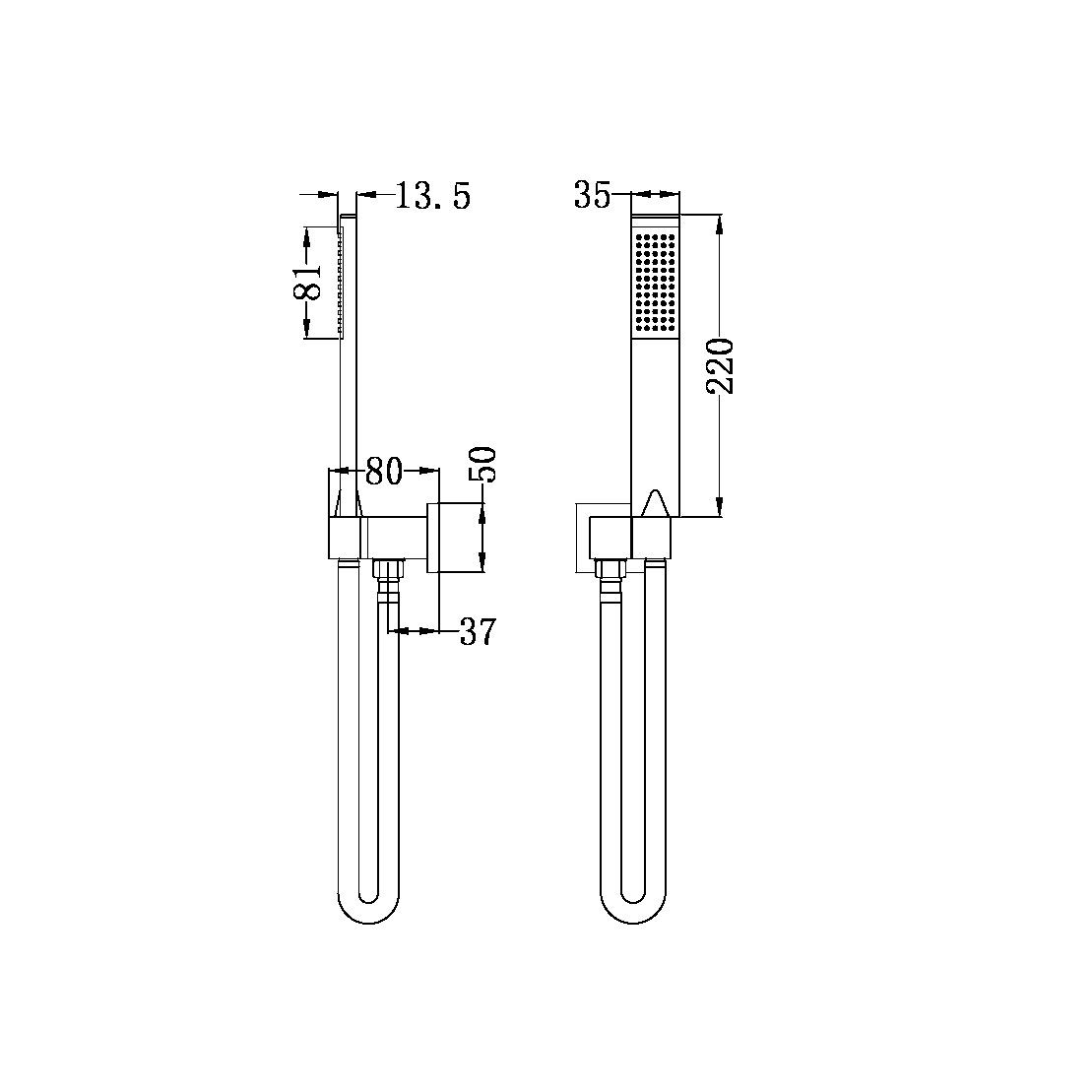 SQUARE SHOWER BRACKET CHROME (SLIM) (NR309CH)