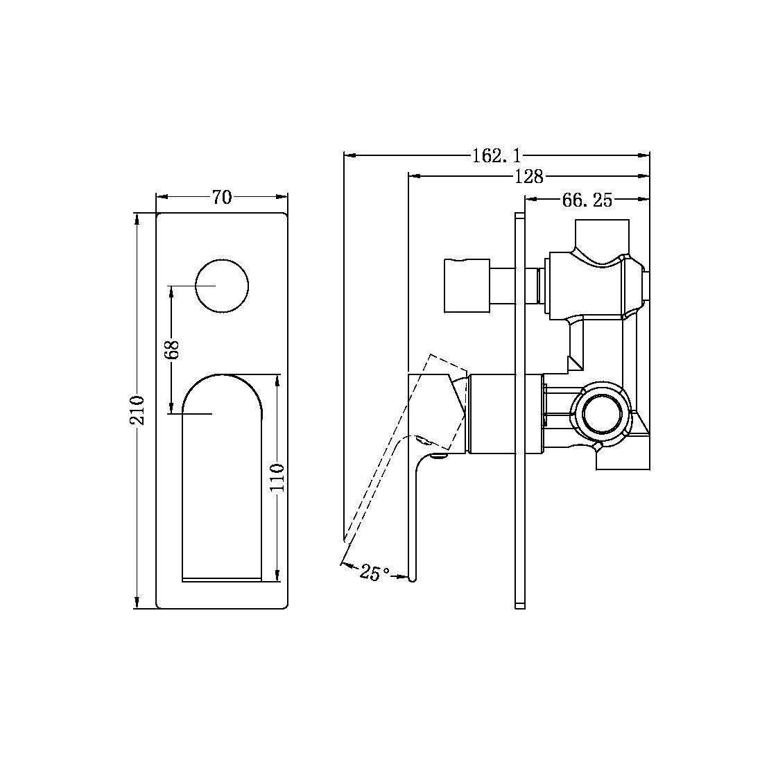 BIANCA SHOWER MIXER WITH DIVERTOR MATTE BLACK (NR321511aMB)