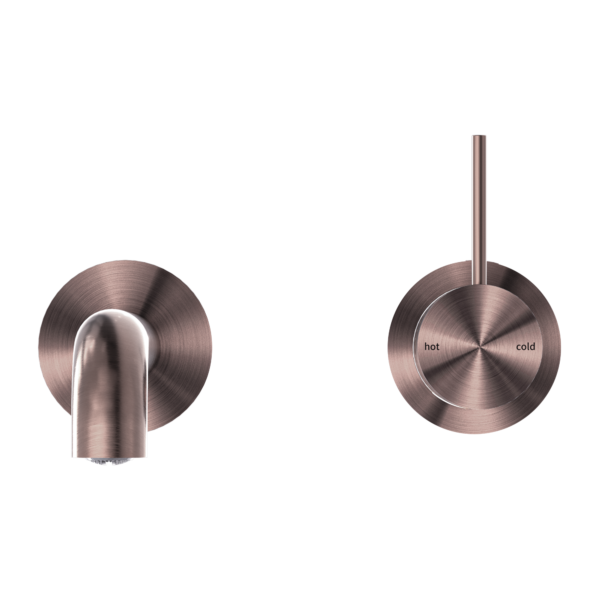 MECCA WALL BASIN/BATH MIXER SEPARATE BACK PLATE HANDLE UP 120/160/185/230/260 MM SPOUT BRUSHED BRONZE (NR221910d120/160/185/230/260 BZ)