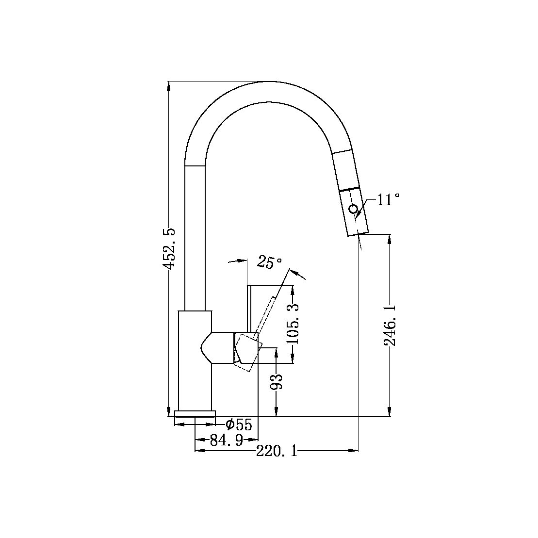 MECCA PULL OUT SINK MIXER WITH VEGIE SPRAY FUNCTION CHROME (NR221908CH)