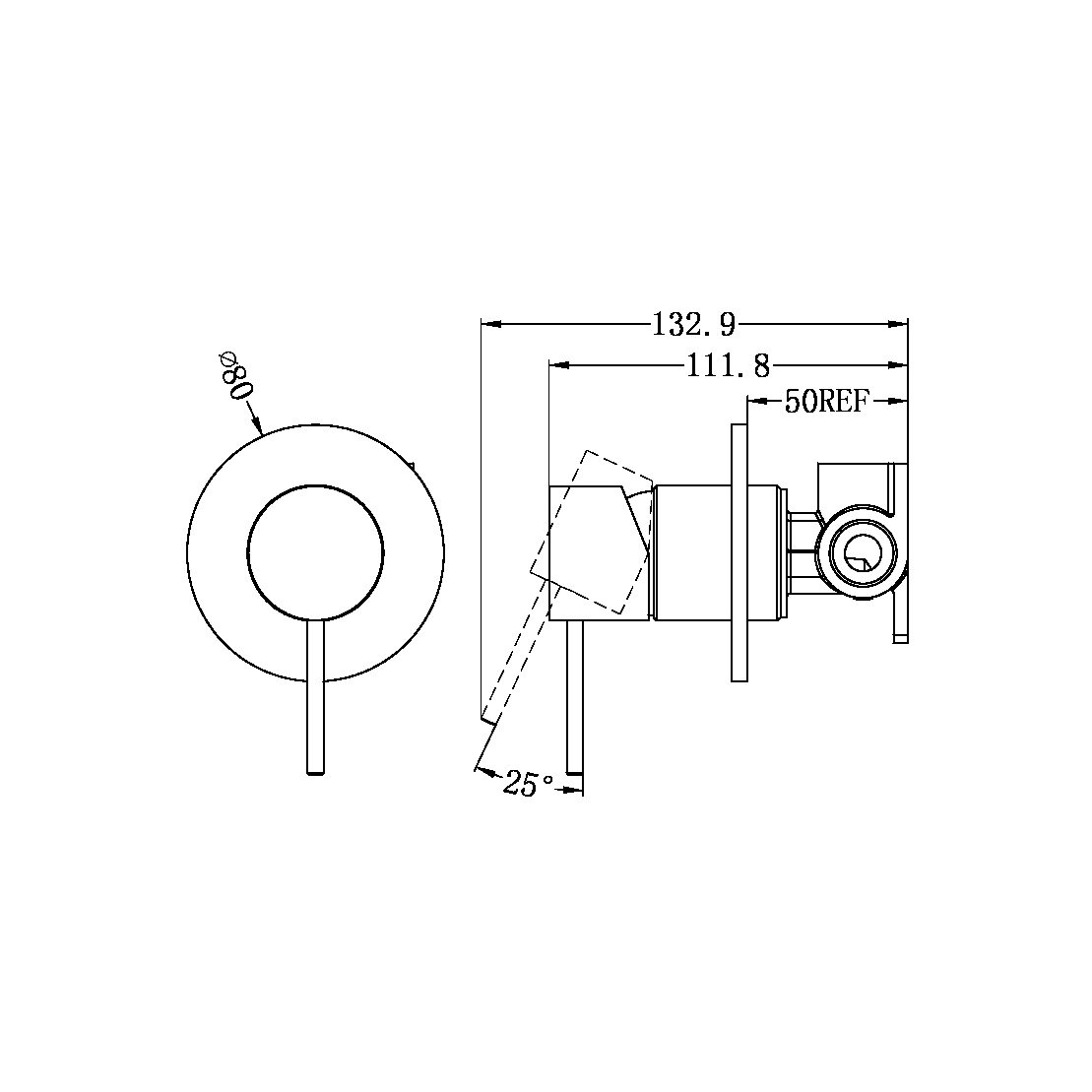 MECCA SHOWER MIXER 80MM PLATE CHROME (NR221911CH)