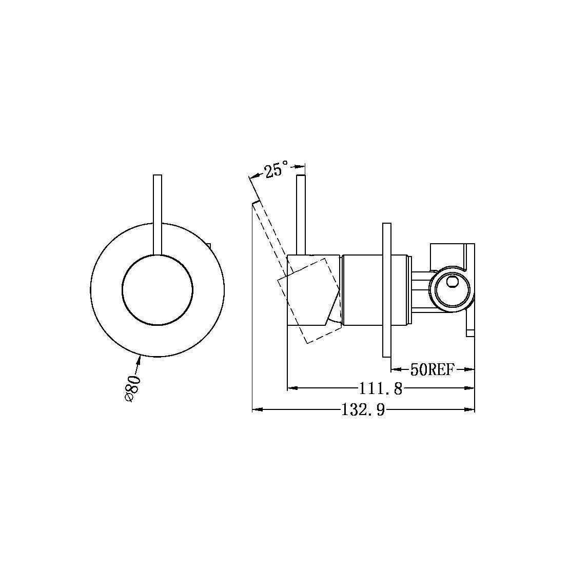 MECCA SHOWER MIXER VALVE KIT SINGLE HANDLE SHOWER VALVE BODY REPLACEMENT SINGLE FUNCTION ROUGH-IN VALVE HANDLE UP CHROME (NR221911bCH)