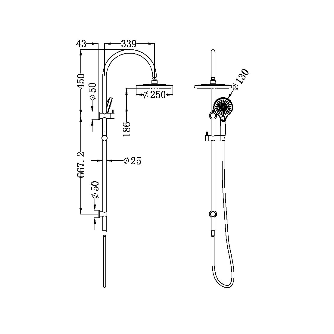 MECCA TWIN SHOWER SET BRUSHED BRONZE (NR221905eBZ)
