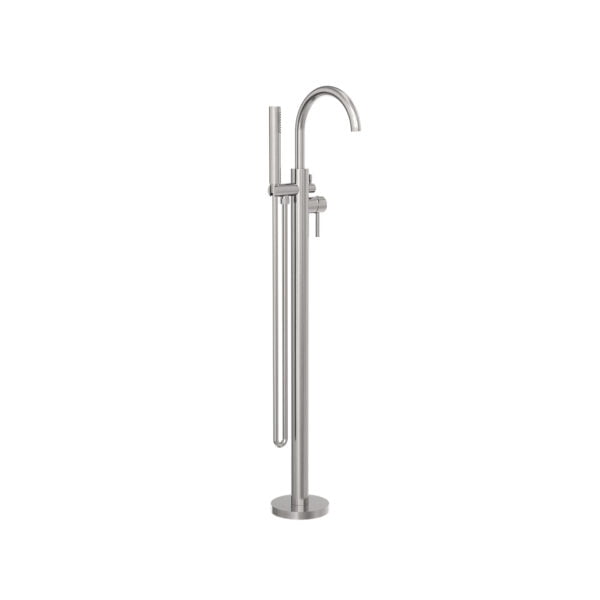 MECCA ROUND FREESTANDING BATH MIXER WITH HAND SHOWER BRUSHED NICKEL (NR210903aBN)