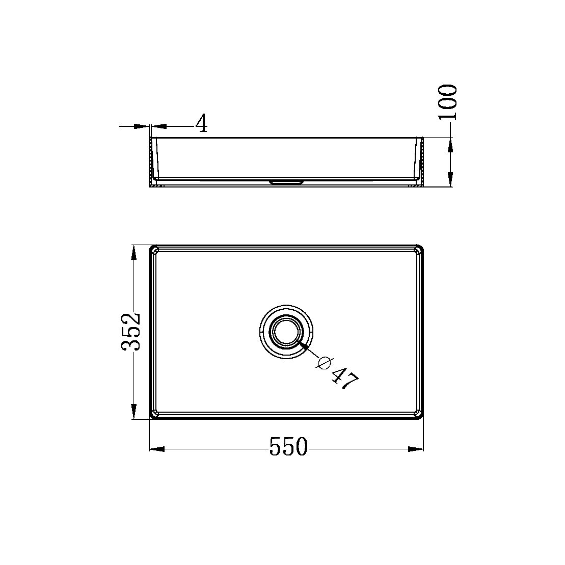 OPAL RECTANGLE STAINLESS STEEL BASIN BRUSHED BRONZE (NRB3555BZ)