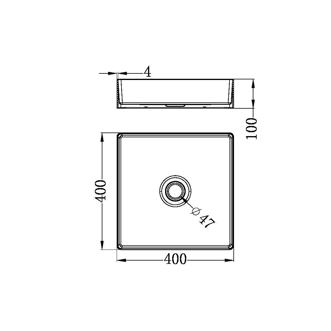 OPAL SQUARE 400MM STAINLESS STEEL BASIN GRAPHITE (NRB401sGR)