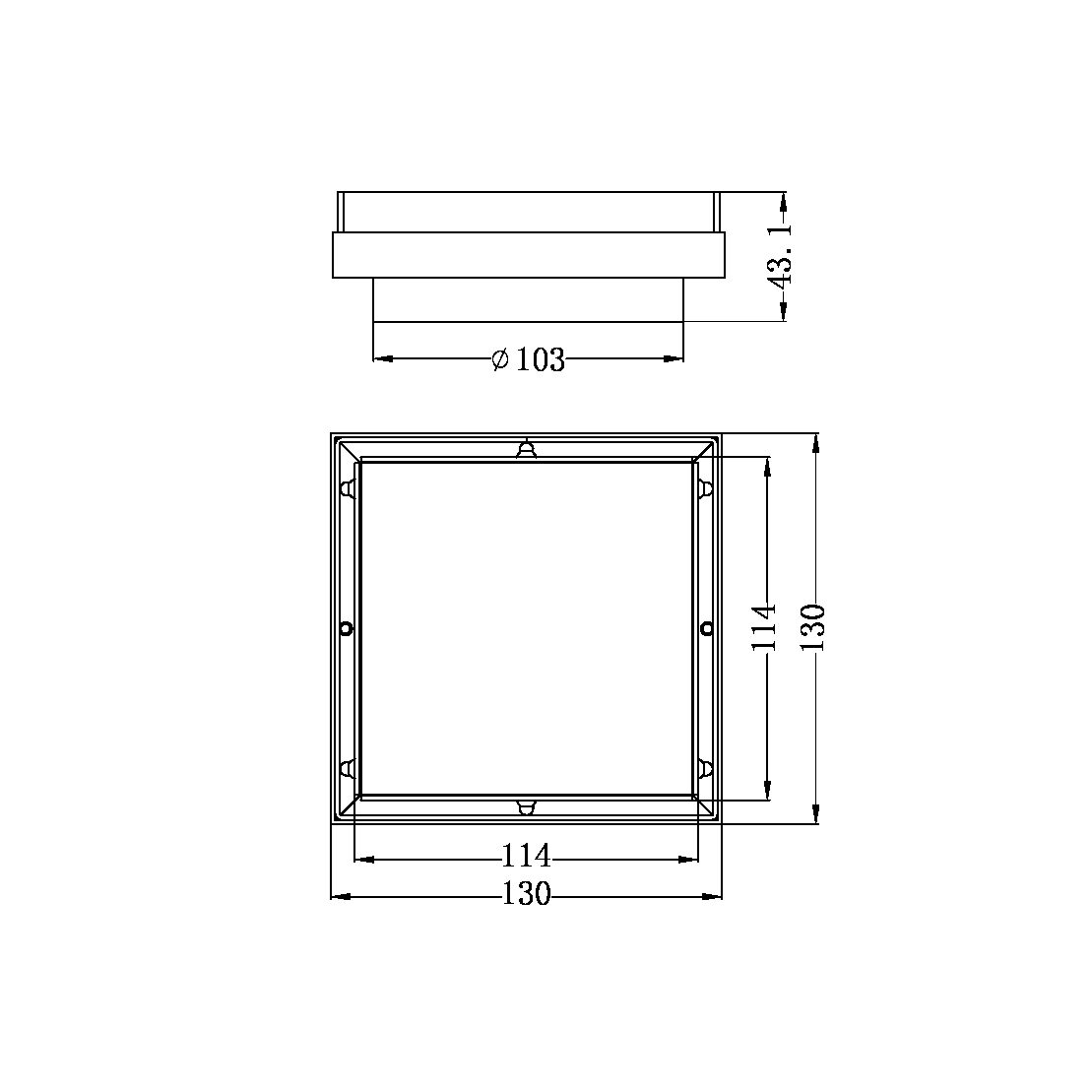 TILE INSERT FLOOR WASTE 100MM OUTLET BRUSHED GOLD (NRFW002BG)