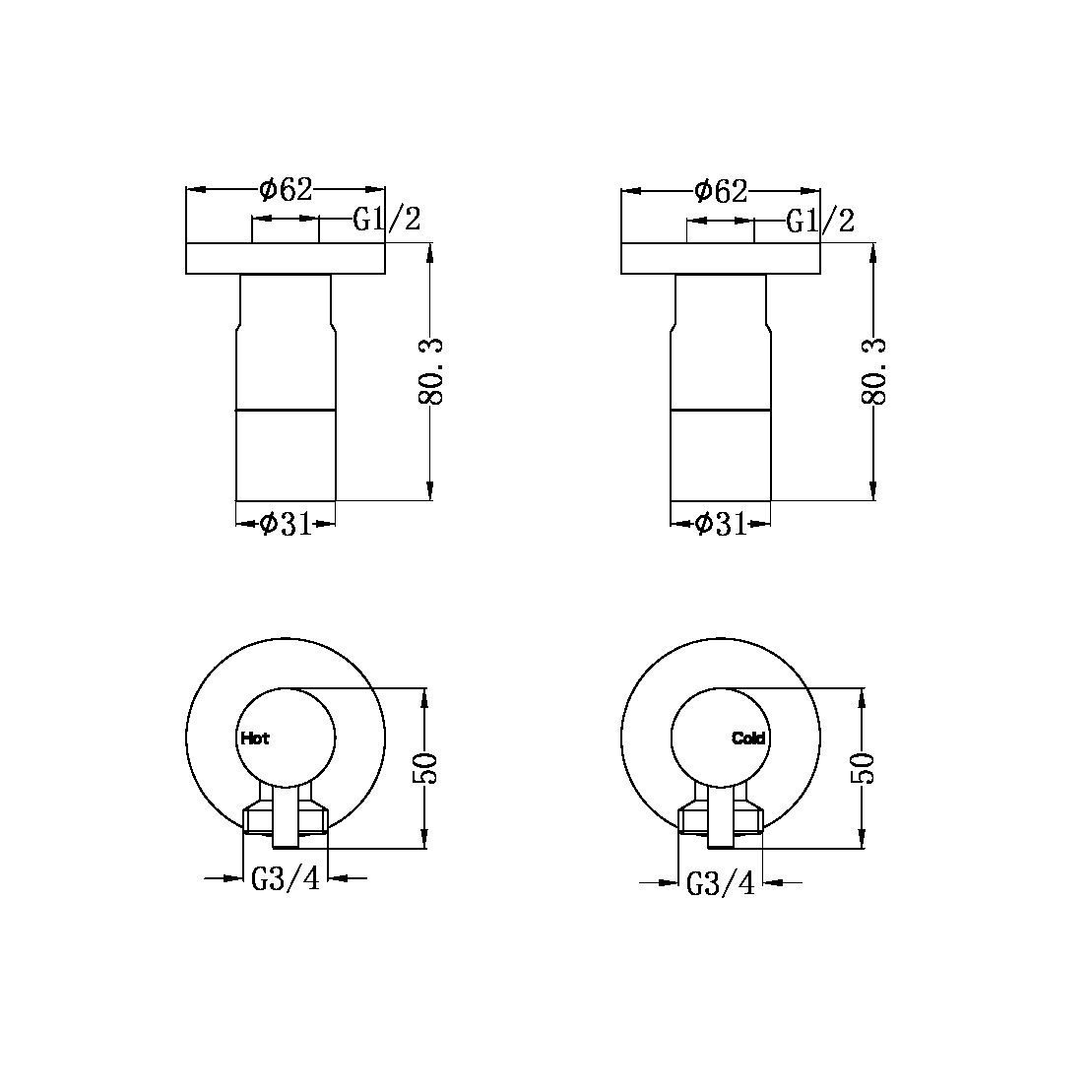 WASHING MACHINE TAP SET GRAPHITE (NR262109dGR)