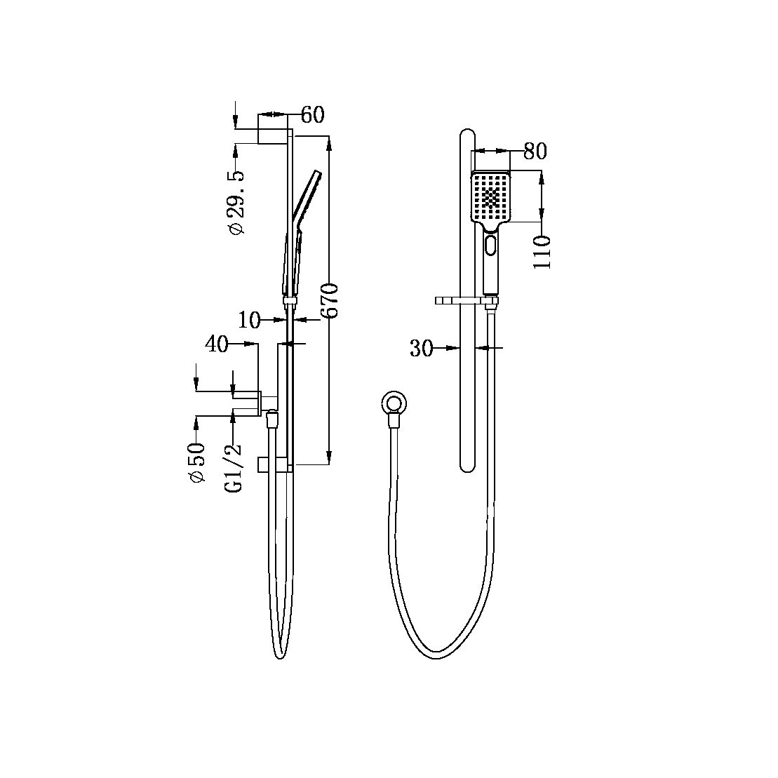 BIANCA/ECCO RAIL SHOWER BRUSHED GOLD (NR30803BG)