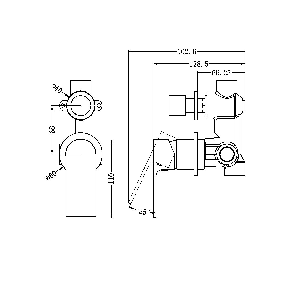 BIANCA SHOWER MIXER WITH DIVERTOR SEPARATE PLATE CHROME (NR321511gCH)