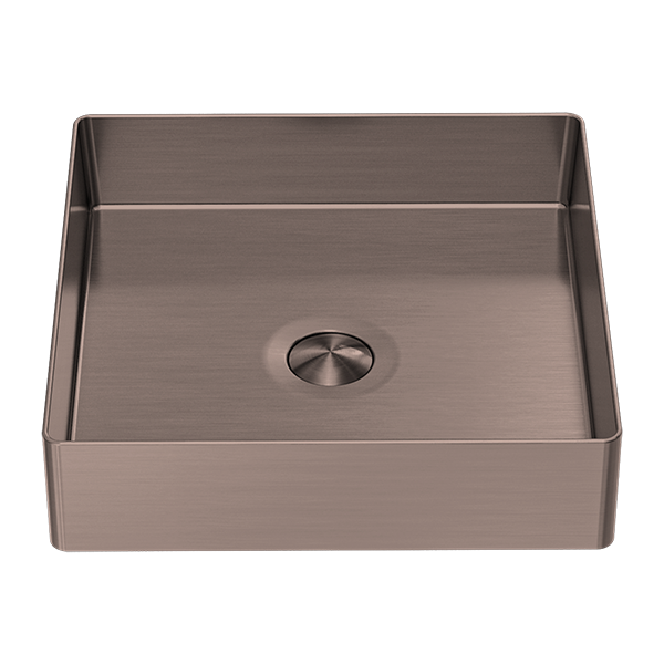 OPAL SQUARE 400MM STAINLESS STEEL BASIN BRUSHED BRONZE (NRB401sBZ)