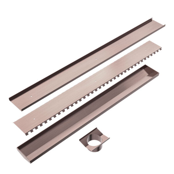 TILE INSERT V CHANNEL FLOOR GRATE 89MM OUTLET WITH HOLE SAW BRUSHED BRONZE (NRFG001HSBZ)