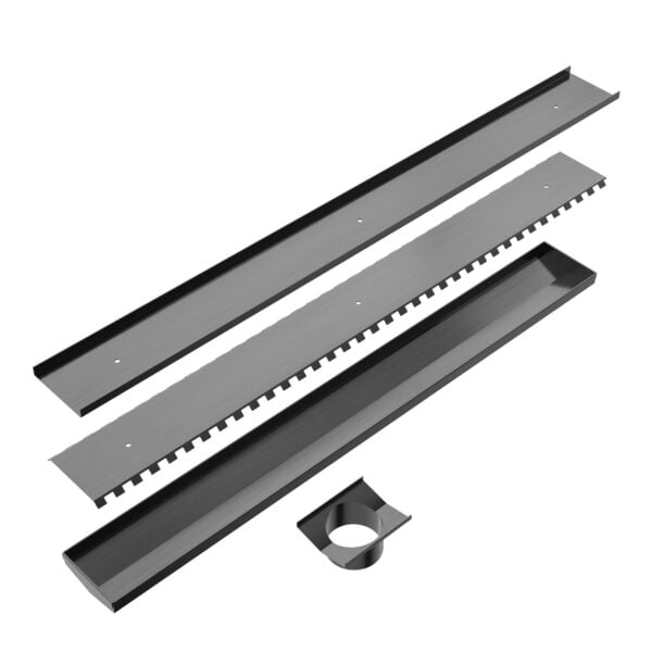 TILE INSERT V CHANNEL FLOOR GRATE 89MM OUTLET WITH HOLE SAW GUN METAL (NRFG001HSGM)